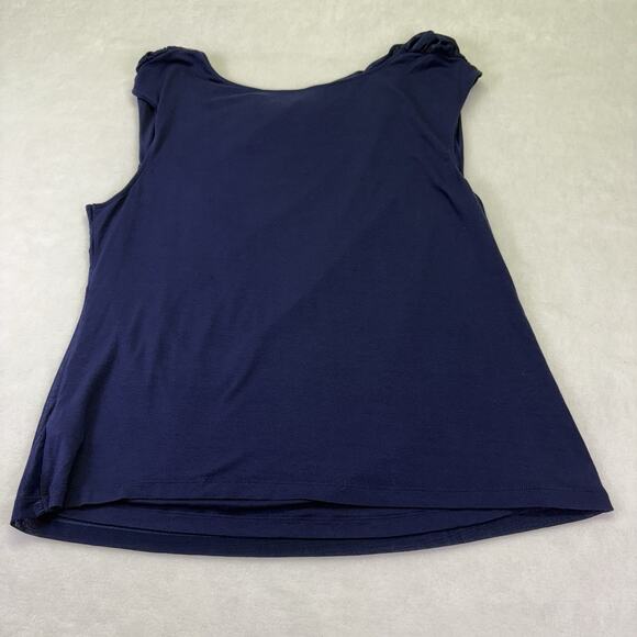 Coldwater Creek Sleeveless Draped Cowl Neck Sleeveless Tank Navy Blue Size XL 16 - Picture 9 of 10